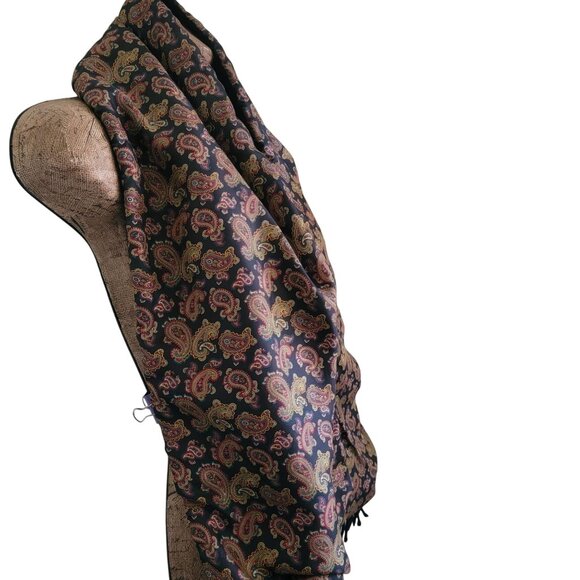Vtg Chatworth Tie Rack Men's Wool/Silk Paisley print Opera scarf - Picture 3 of 14